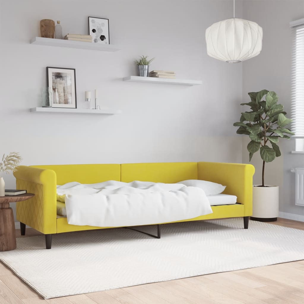 vidaXL Denná posteľ žltá 80x200 cm zamat
