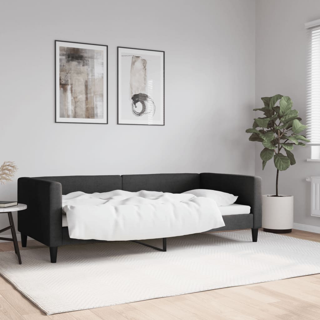 vidaXL Denná posteľ čierna 90x190 cm látka