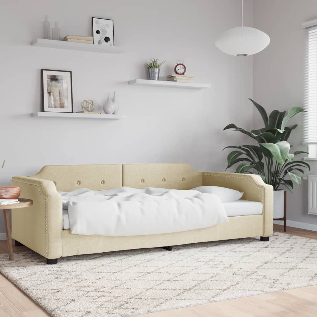 vidaXL Posteľný rám krémový 80x200 cm látka