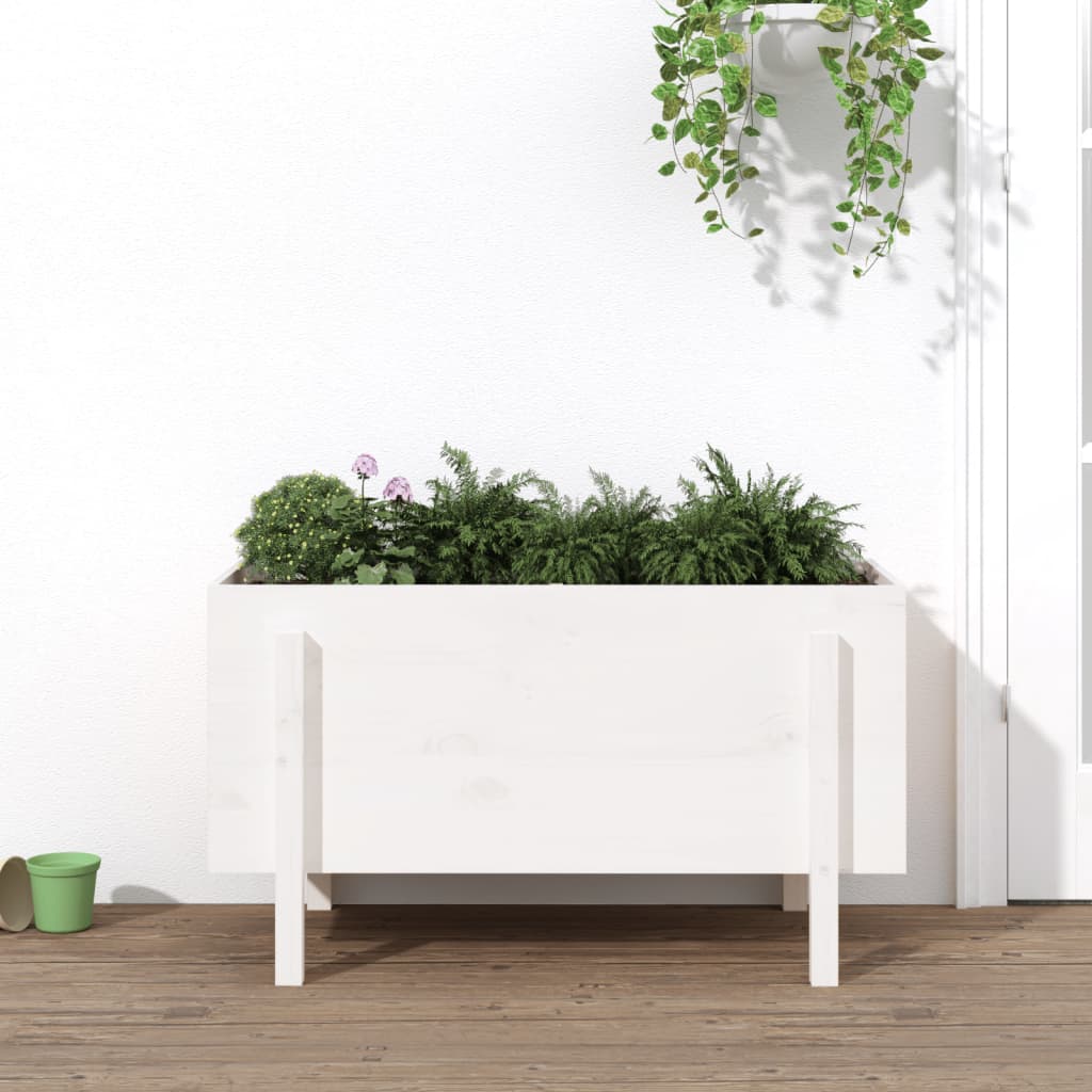 vidaXL Záhradný vyvýšený záhon biely 101x50x57 cm borovicový masív