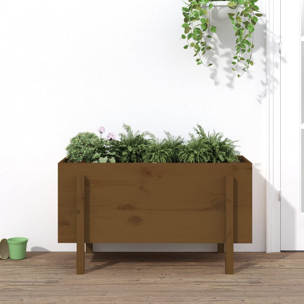 vidaXL Záhradný vyvýš. záhon medovohnedý 101x50x57 cm masívna borovica