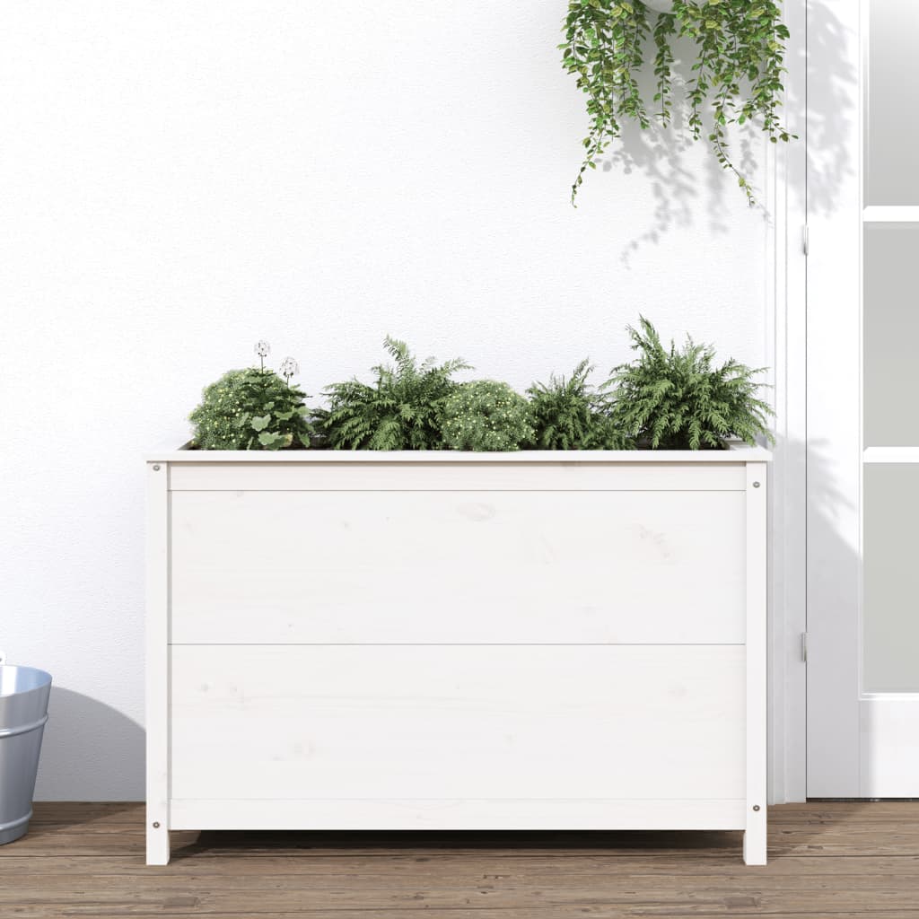vidaXL Záhradný vyvýšený záhon biely 119,5x40x78 cm masívna borovica
