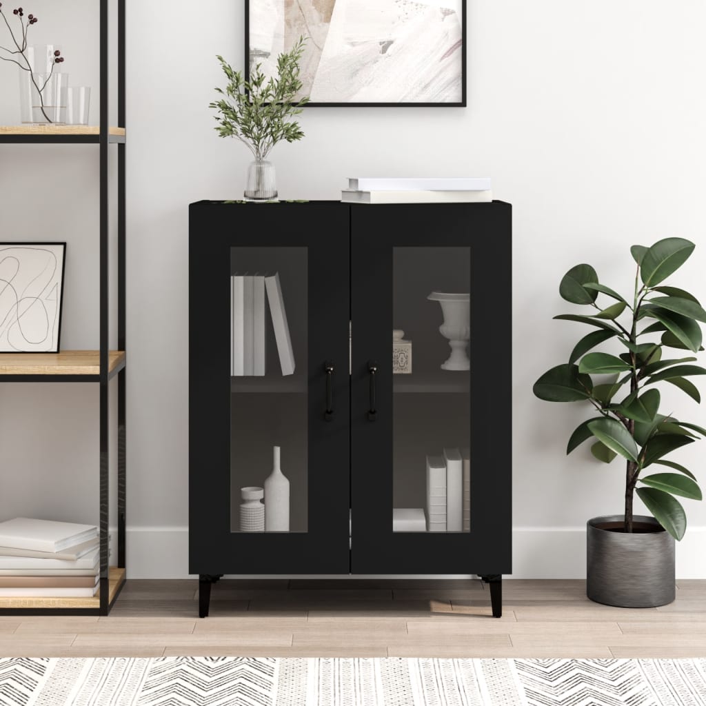 vidaXL Komoda čierna 69,5x34x90 cm kompozitné drevo