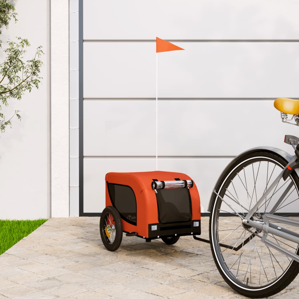 vidaXL Príves na bicykel pre psa oranžovo čierny látka oxford a železo