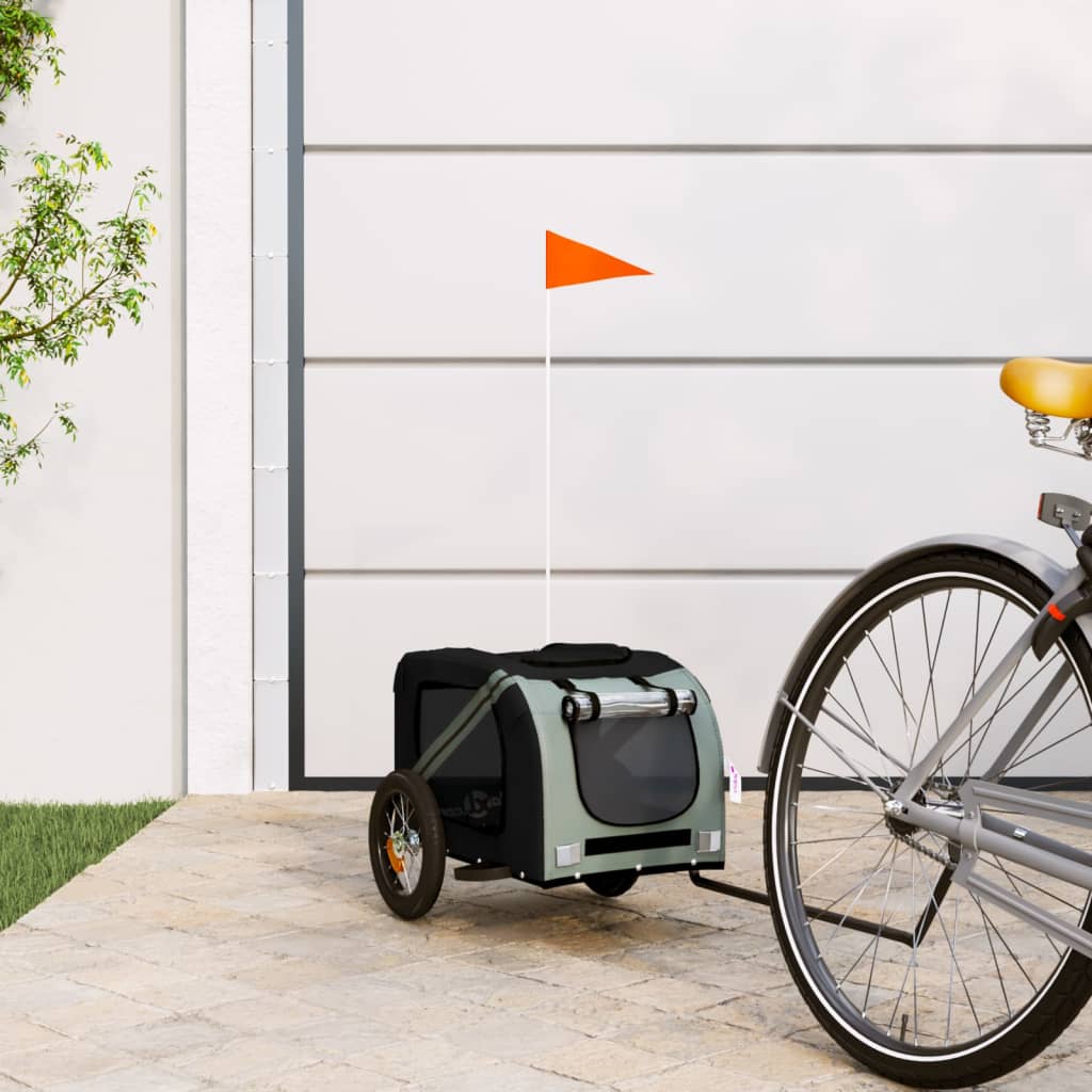 vidaXL Príves na bicykel pre psa sivo čierny látka oxford a železo