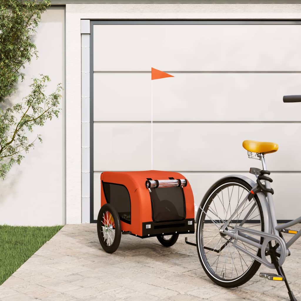 vidaXL Príves na bicykel pre psa oranžovo čierny látka oxford a železo