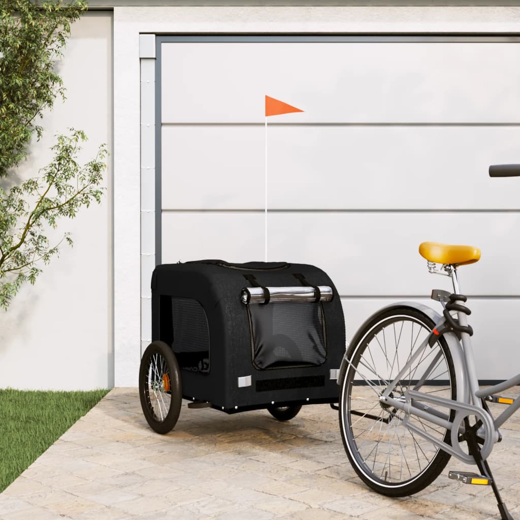 vidaXL Príves na bicykel pre psa čierny oxfordská látka a železo