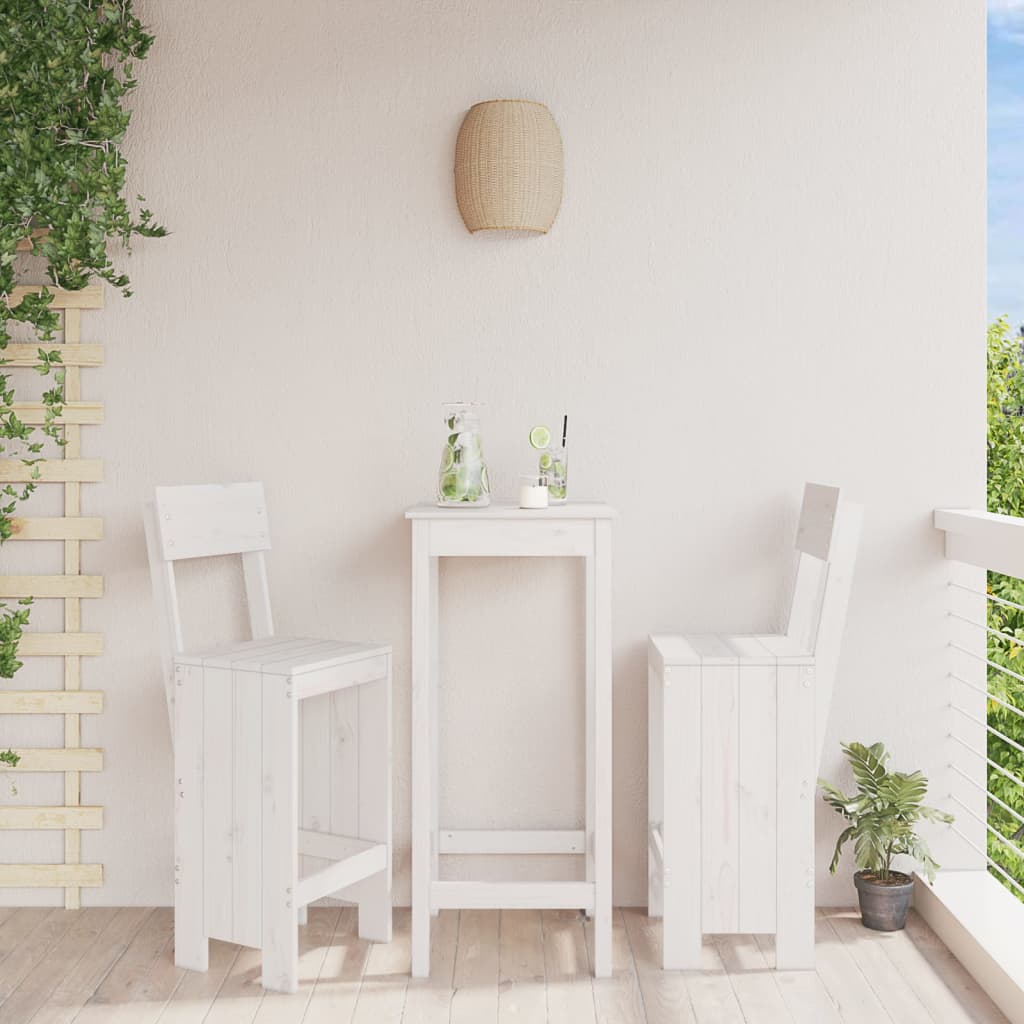 vidaXL Barové stoličky 2 ks biele 40x48,5x115,5 cm borovicový masív