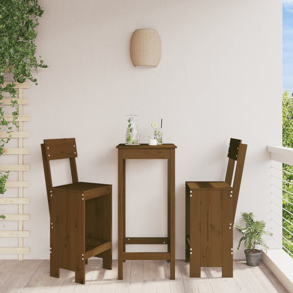 vidaXL Barové stoličky 2 ks medovohnedé 40x48,5x115,5 cm mas. borovica