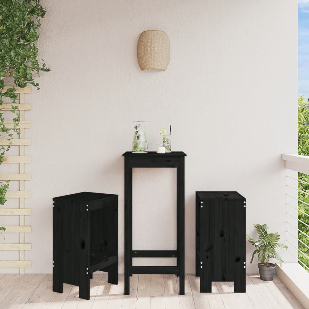 vidaXL Barové stoličky 2 ks čierne 40x36x75 cm masívna borovica