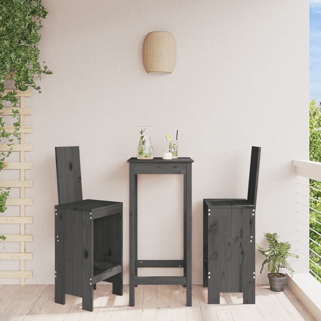 vidaXL Barové stoličky 2 ks sivé 40x42x120 cm borovicový masív