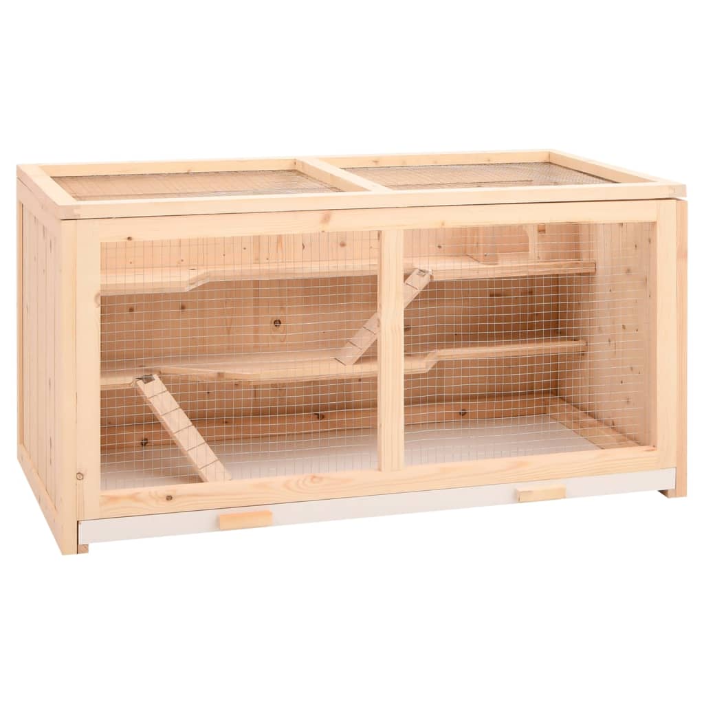 vidaXL Klietka pre škrečka 89,5x45x45 cm jedľový masívn