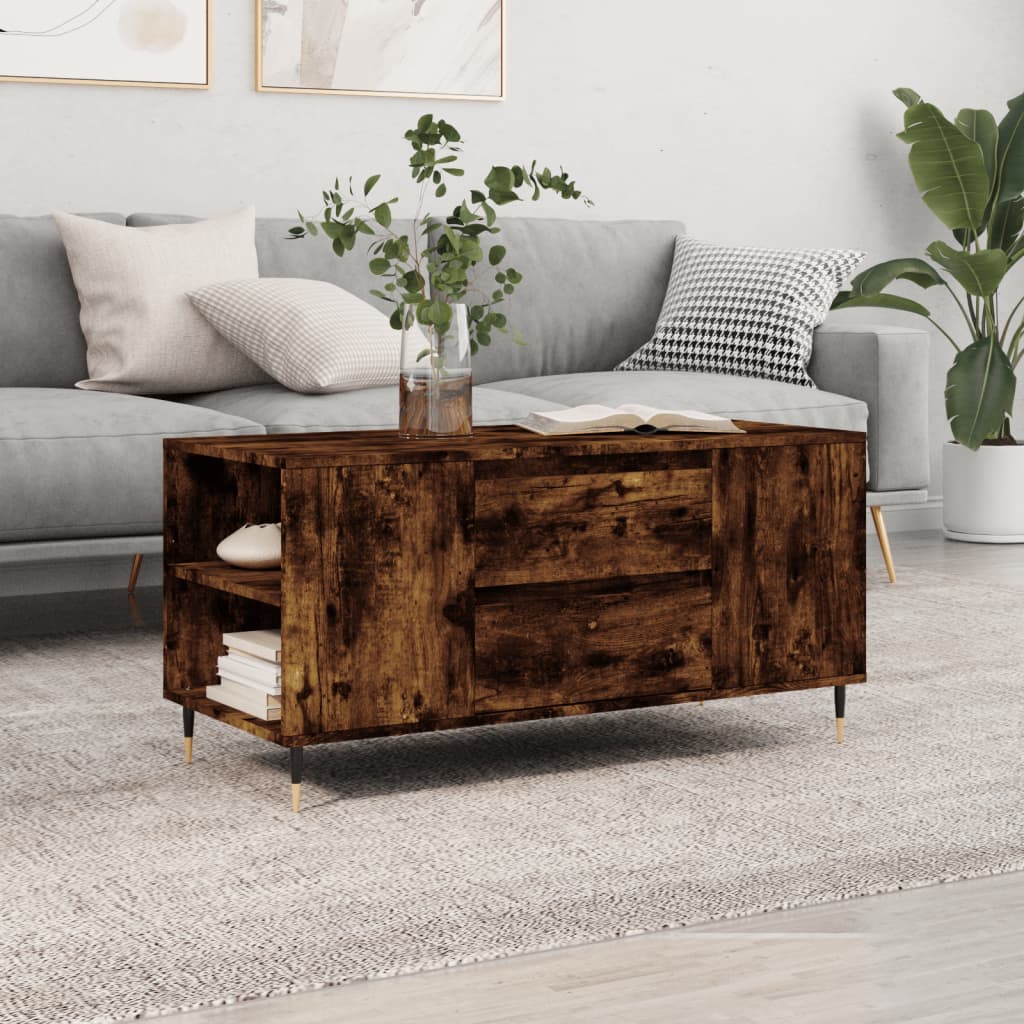 vidaXL Konferenčný stolík dymový dub 102x44,5x50 cm kompozitné drevo
