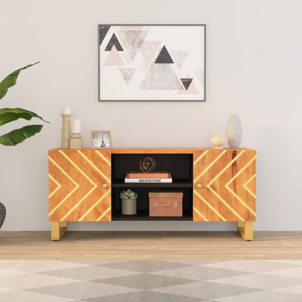 vidaXL TV skrinka hnedo-čierna 105x33,5x46 cm masívne mango