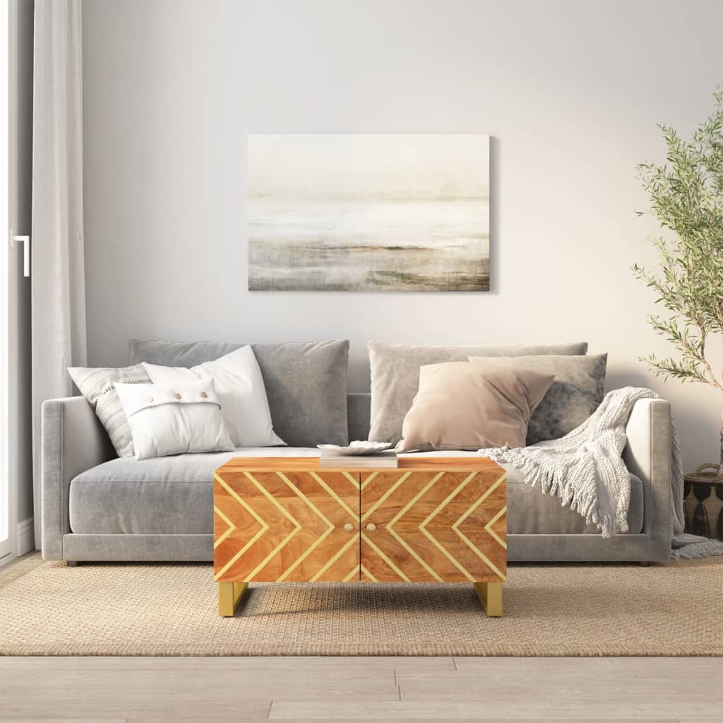 vidaXL Konferenčný stolík hnedo-čierny 80x50x40 cm masívne mago