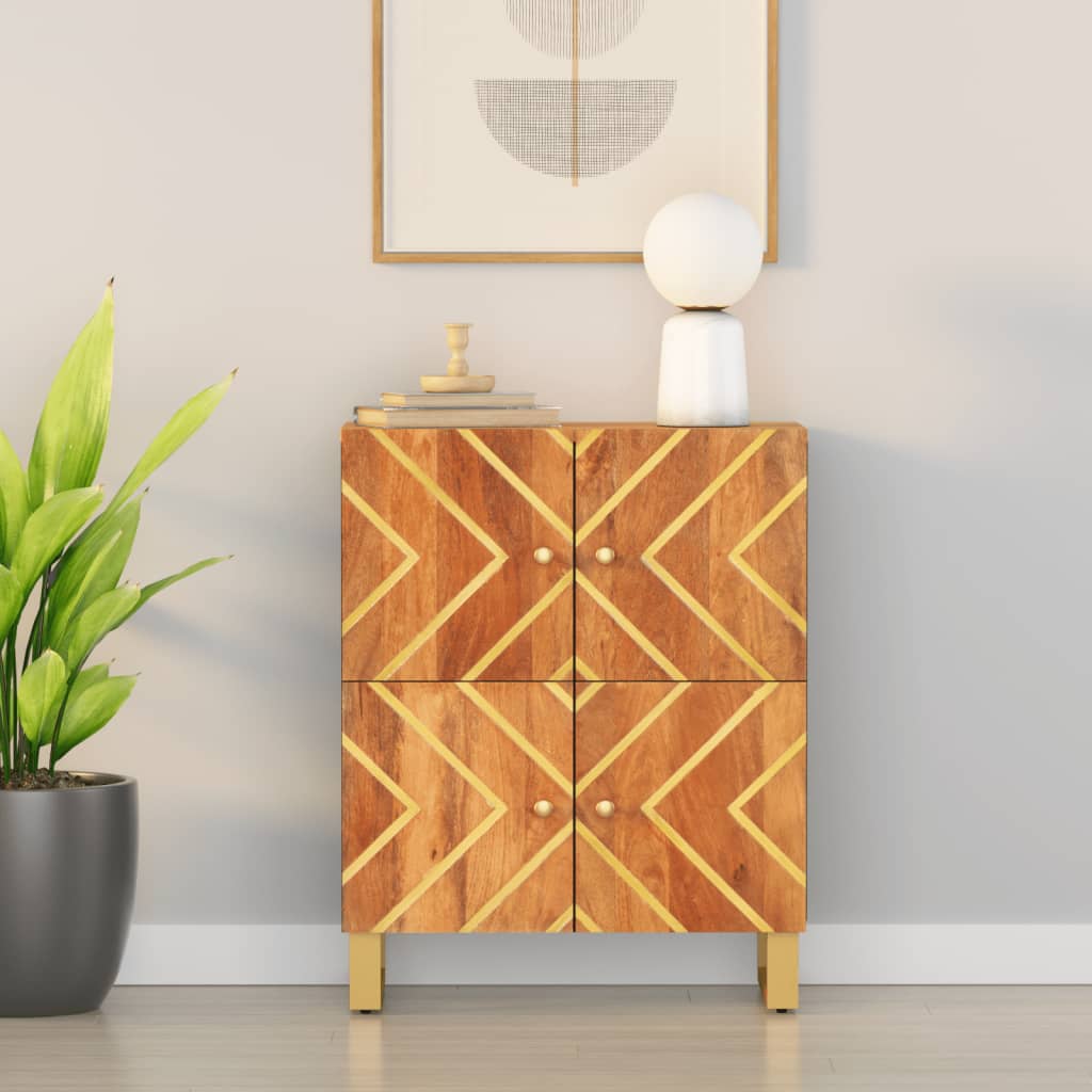 vidaXL Bočná skrinka hnedo-čierna 60x33,5x75 cm masívne mango