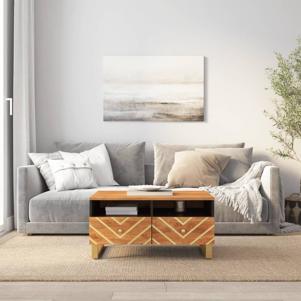 vidaXL Konferenčný stolík hnedo-čierny 80x54x40 cm masívne mago