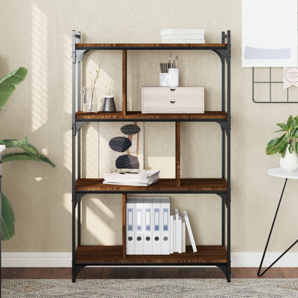 vidaXL Knižnica 4-poschodová hnedý dub 76x32x123 cm kompozitné drevo