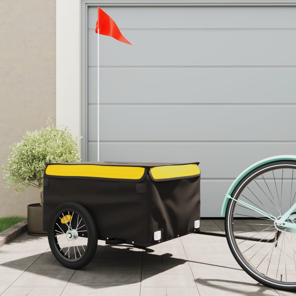 vidaXL Nákladný príves za bicykel čierno-žltý 45 kg železo