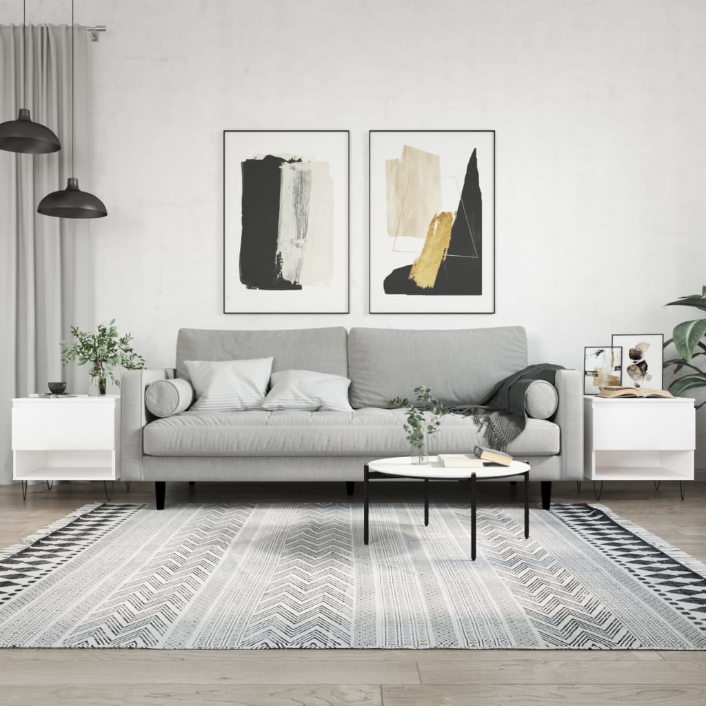 vidaXL Konferenčné stolíky 2 ks lesklé biele 50x46x50 cm kompoz. drevo