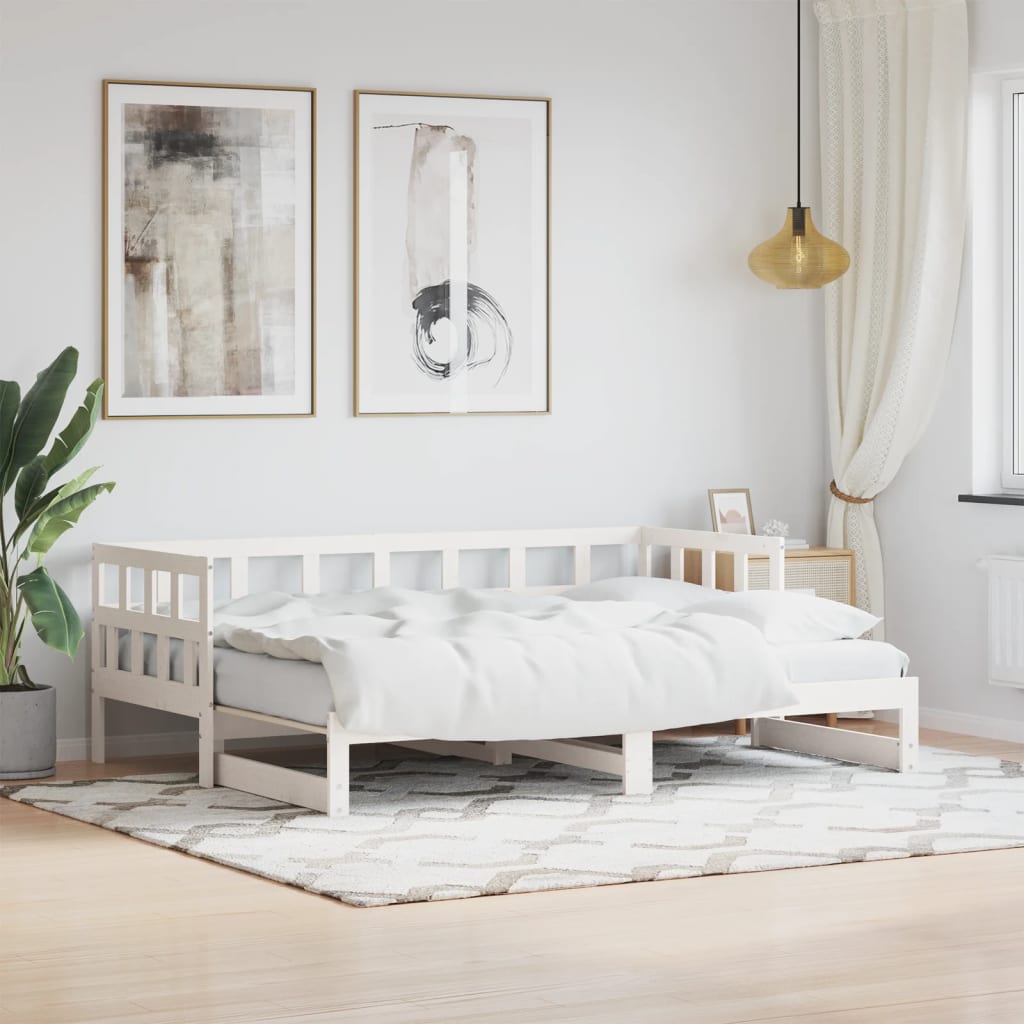 vidaXL Vysúvacia denná posteľ biela 80x200 cm masívna borovica
