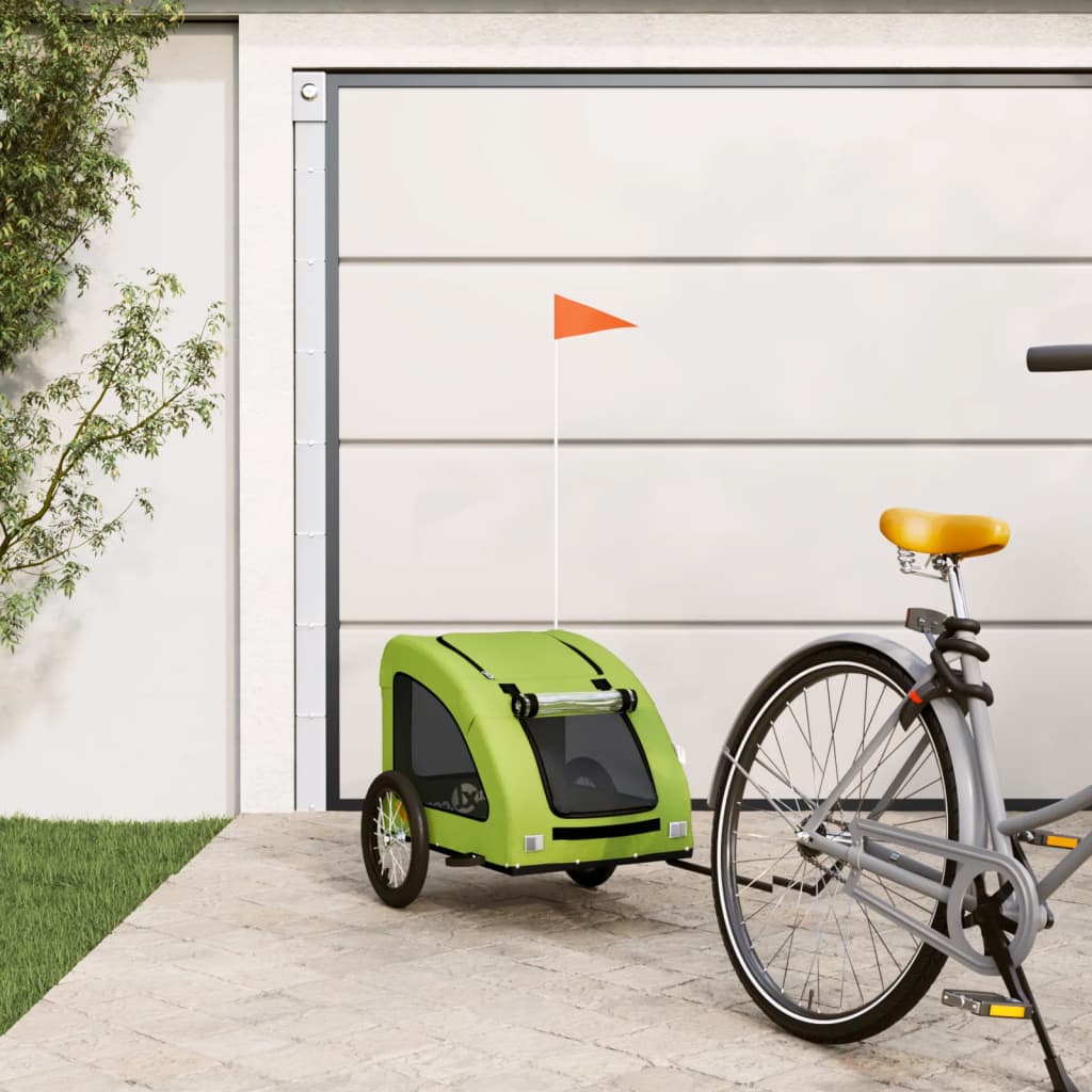 vidaXL Príves na bicykel pre psa zelený oxfordská látka a železo