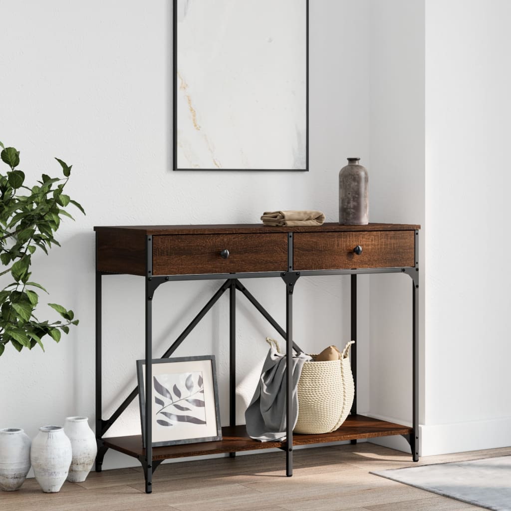 vidaXL Konzolový stolík hnedý dub 100x39x78,5 cm kompozitné drevo