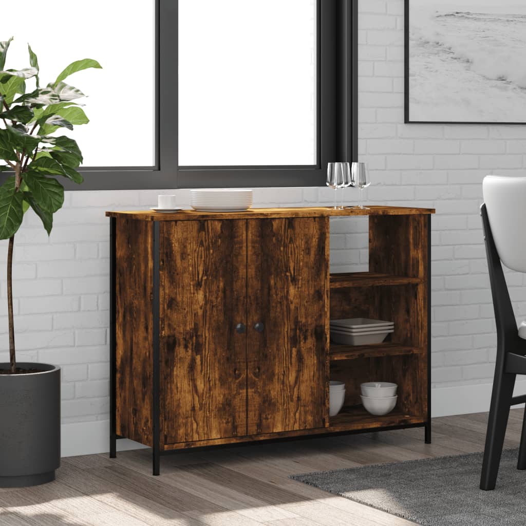 vidaXL Komoda dymový dub 100x33x75 cm kompozitné drevo