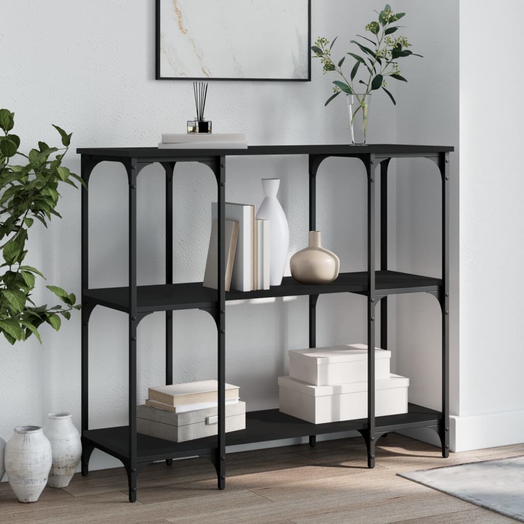 vidaXL Konzolový stolík čierny 102x35x90 cm kompozitné drevo