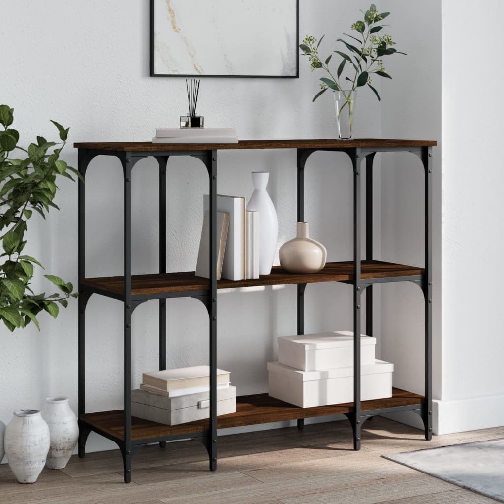 vidaXL Konzolový stolík hnedý dub 102x35x90 cm kompozitné drevo