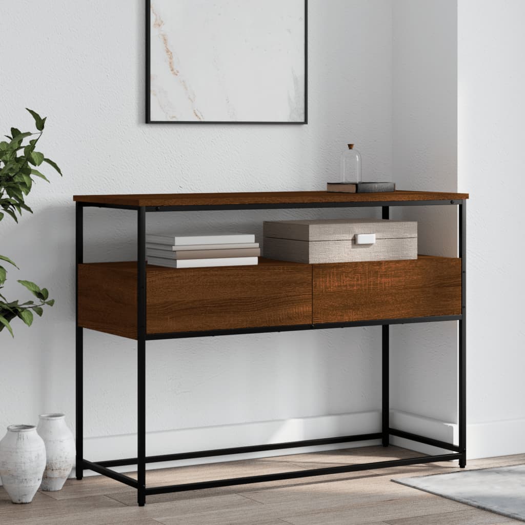vidaXL Konzolový stolík hnedý dub 100x40x75 cm kompozitné drevo