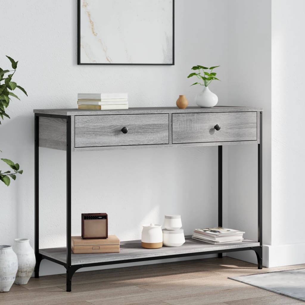 vidaXL Konzolový stolík sivý sonoma 100x34,5x75 cm kompozitné drevo
