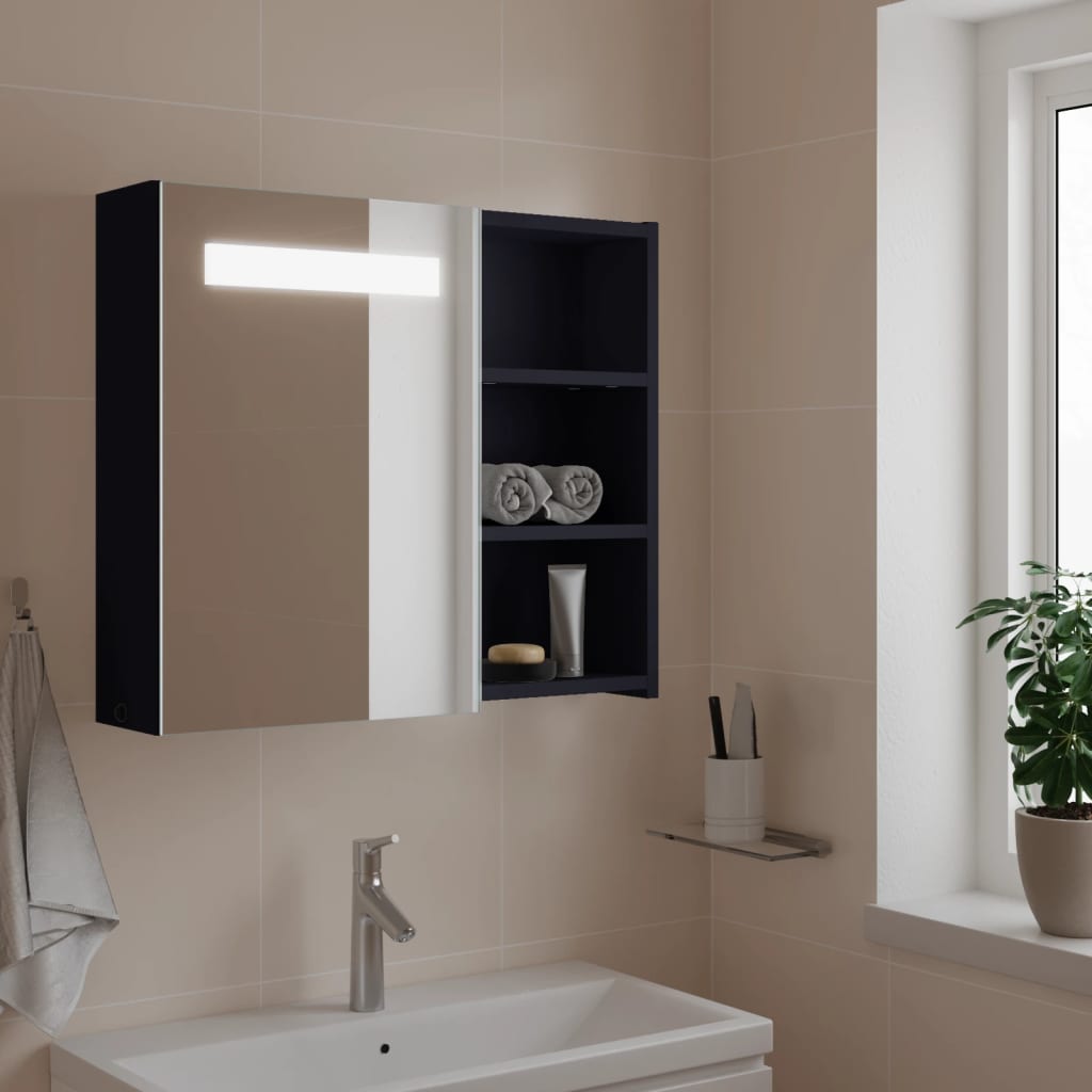 vidaXL Kúpeľňová zrkadlová skrinka s LED svetlom šedá 60x13x52 cm