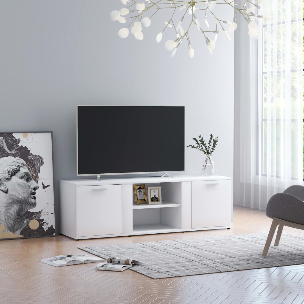 vidaXL TV skrinka, biela 120x34x37 cm, drevotrieska