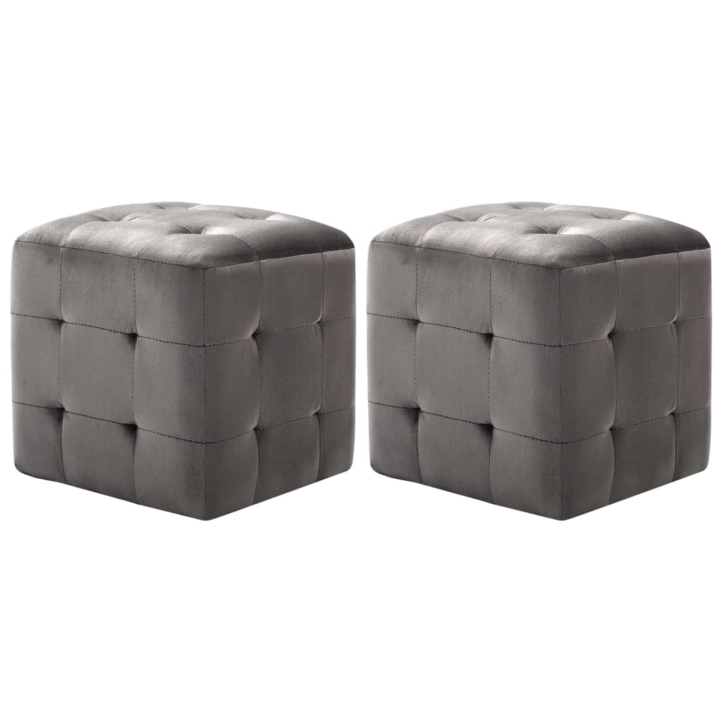 vidaXL Taburetky 2 ks sivé 30x30x30 cm semišová látka