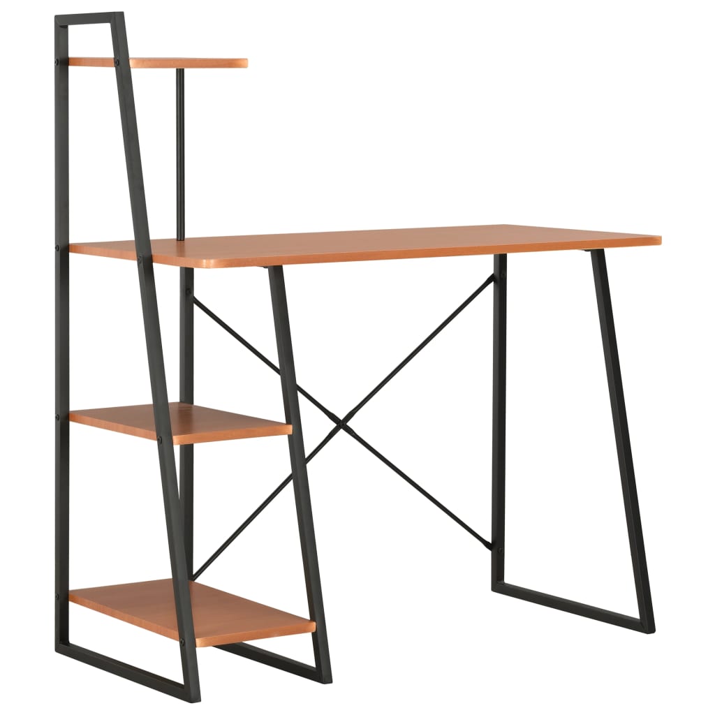 vidaXL Písací stôl s policami, čierny a hnedý 102x50x117 cm
