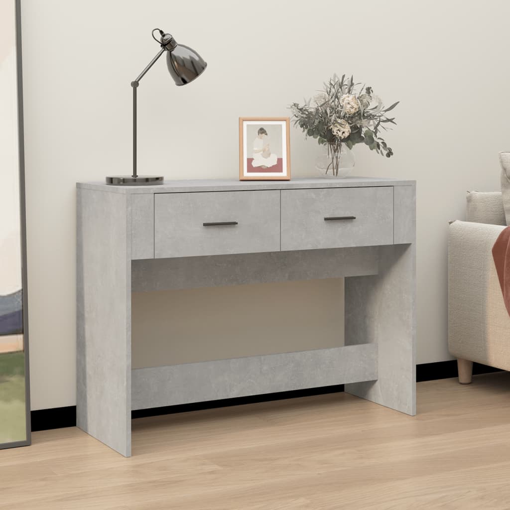 vidaXL Konzolový stolík betónovosivý 100x39x75 cm spracované drevo