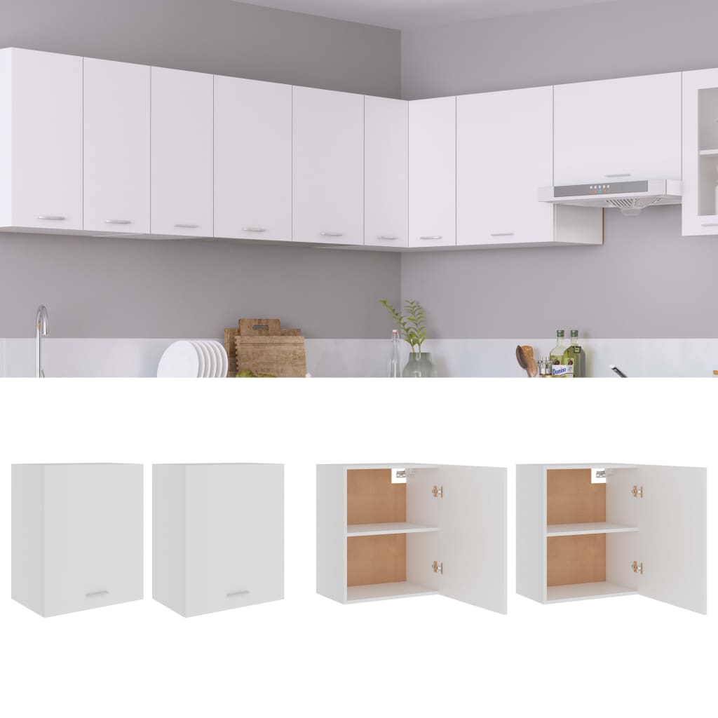 vidaXL Závesné skrinky 2 ks, biele 50x31x60 cm, kompozitné drevo