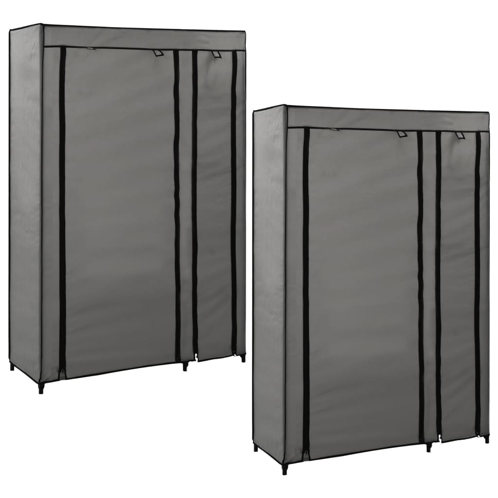 vidaXL Skladacie šatníky 2 ks sivé 110x45x175 cm látkové