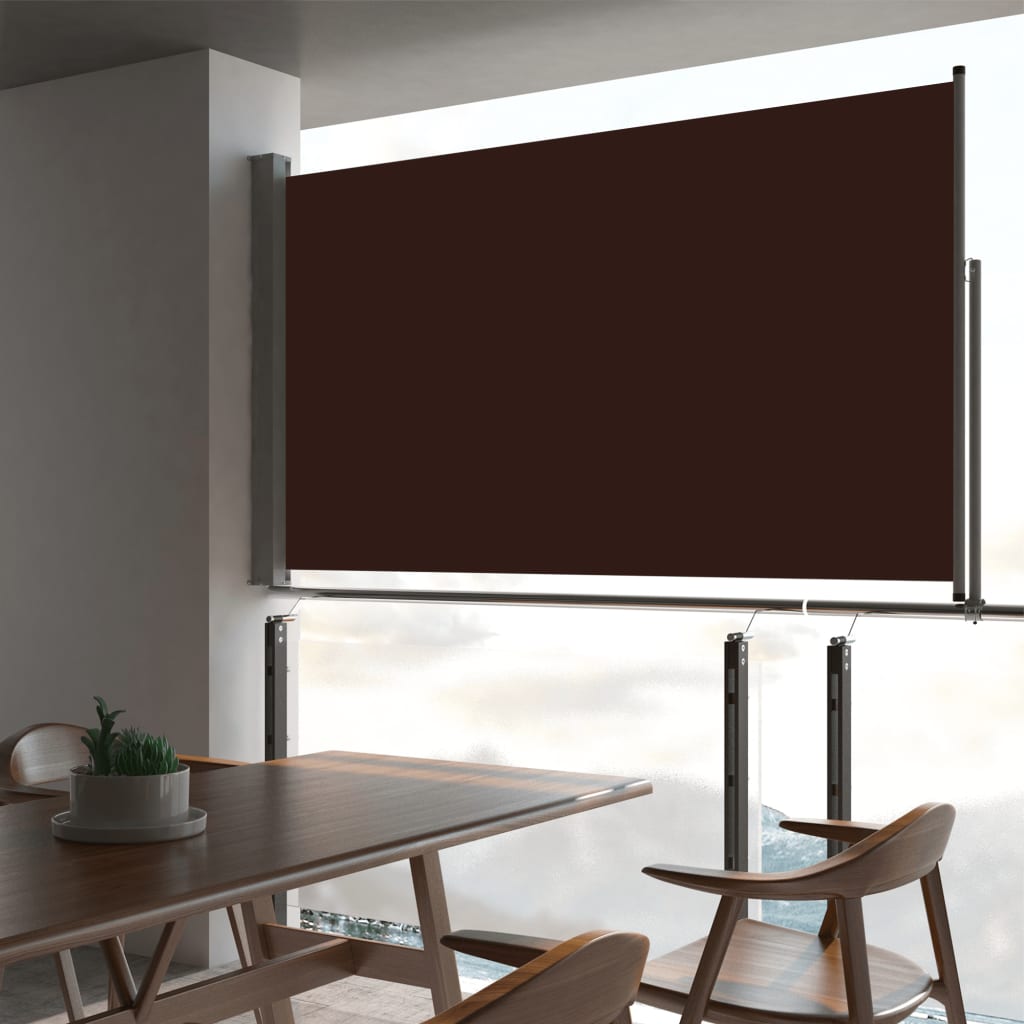 vidaXL Zaťahovacia bočná markíza na terasu 140x300 cm, hnedá