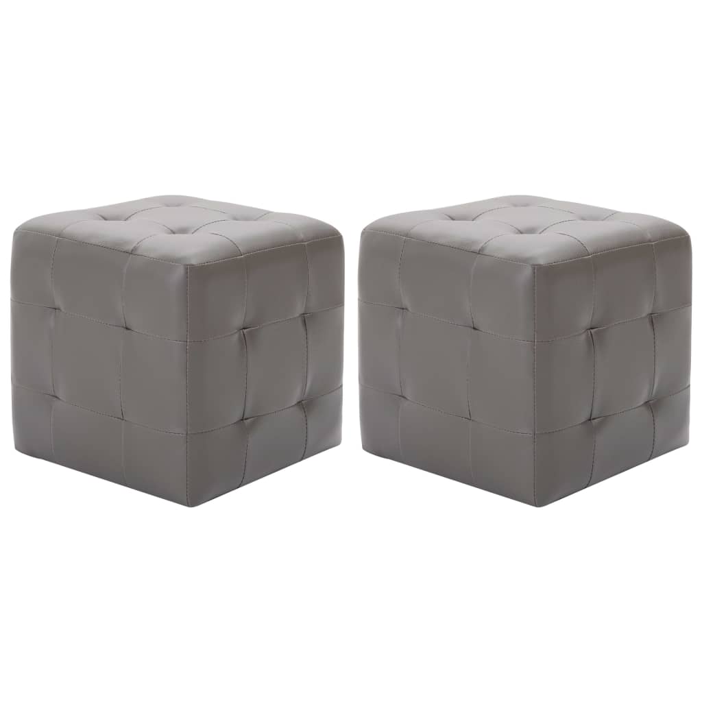 vidaXL Taburetky 2 ks sivé 30x30x30 cm umelá koža