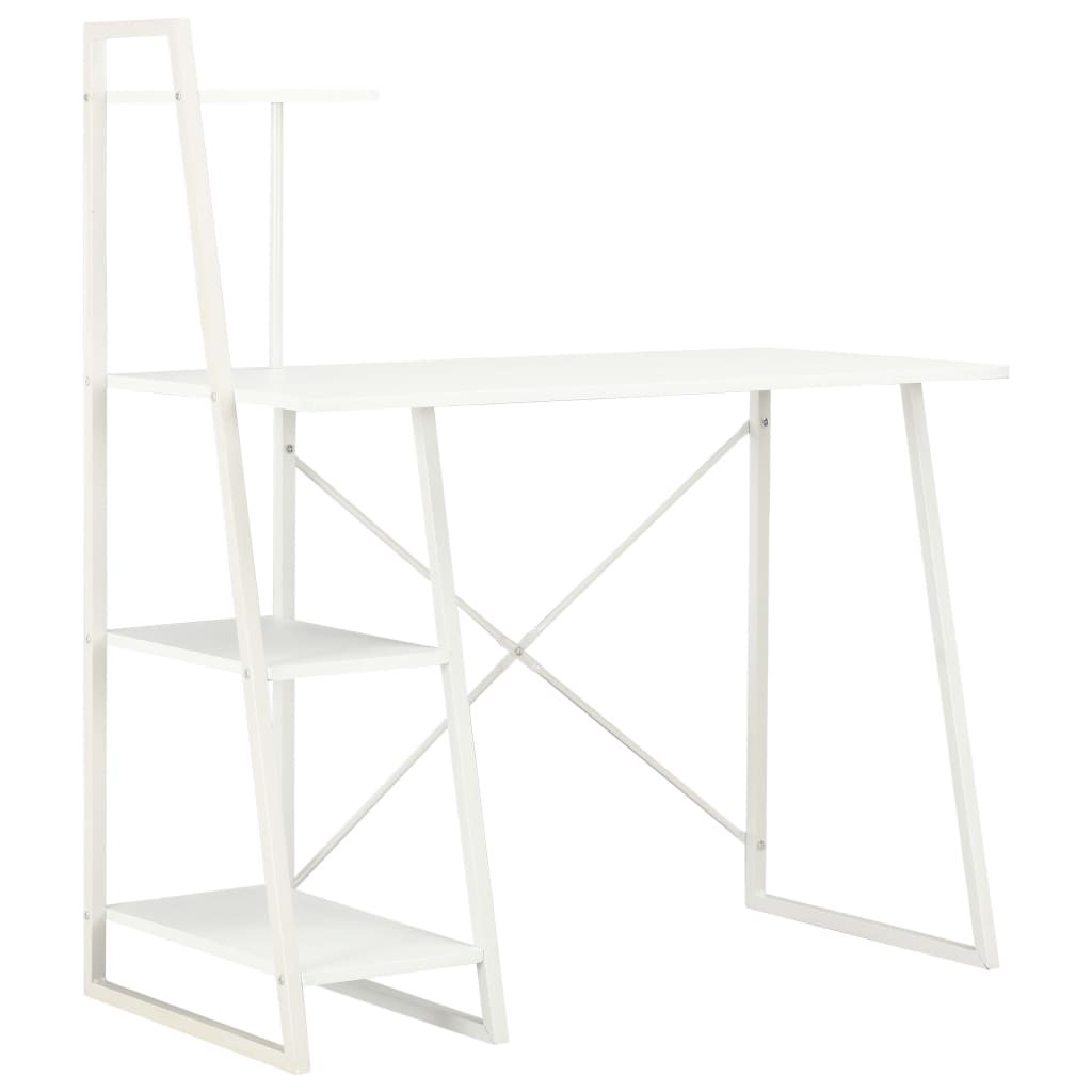 vidaXL Písací stôl s policami, biely 102x50x117 cm