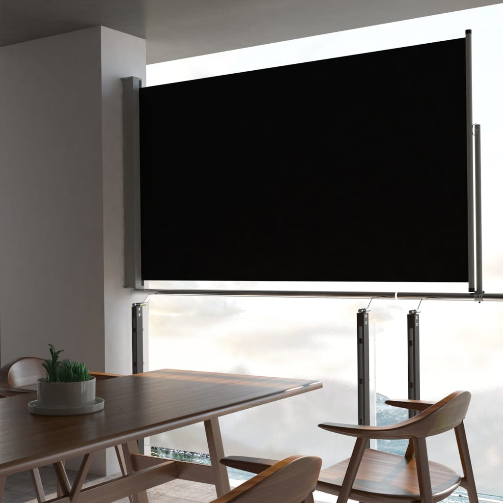vidaXL Zaťahovacia bočná markíza na terasu 140x300 cm, čierna
