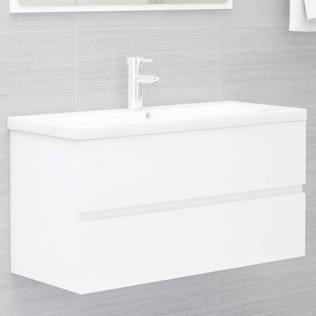 vidaXL Skrinka pod umývadlo, biela 90x38,5x45 cm, kompozitné drevo