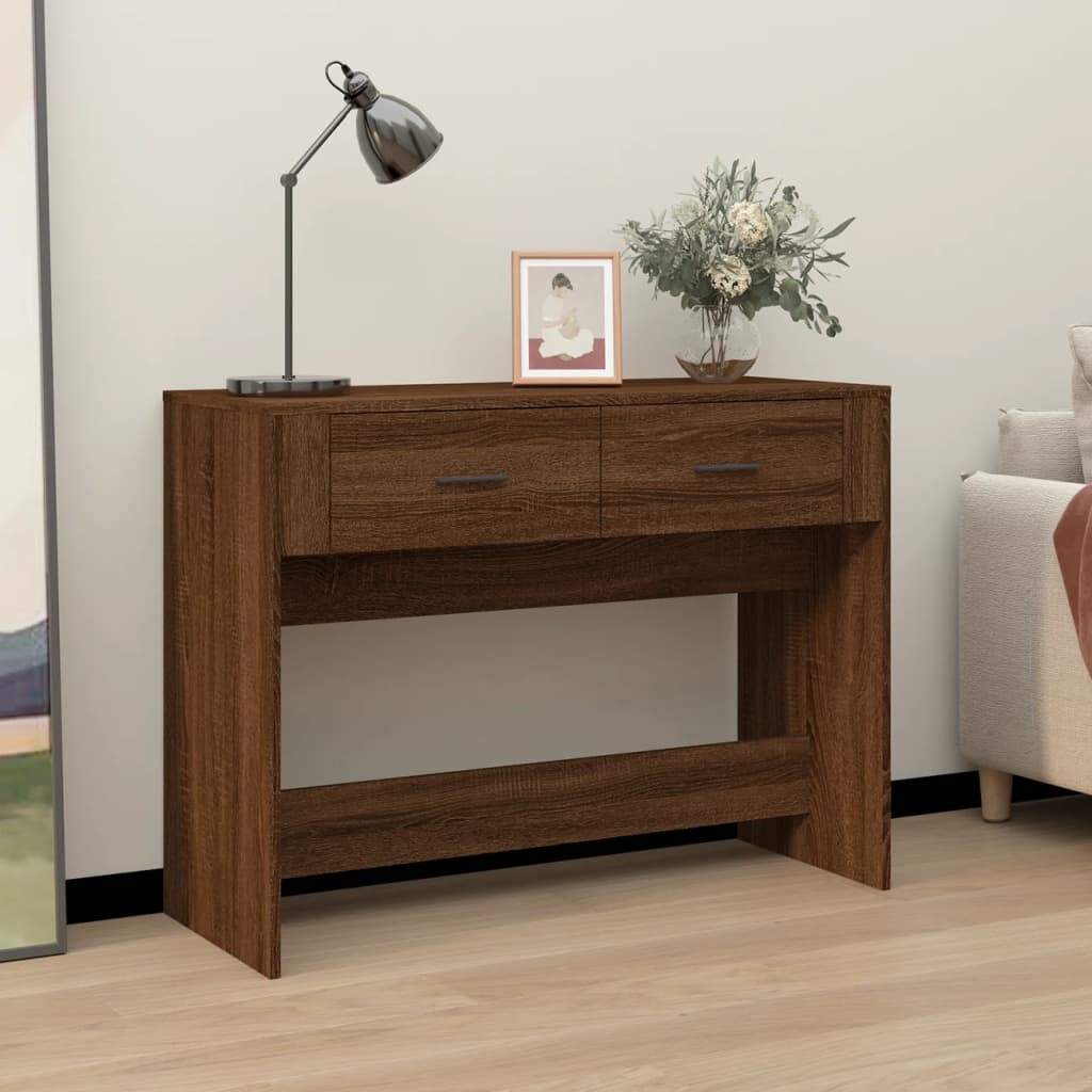 vidaXL Konzolový stolík hnedý dub 100x39x75 cm spracované drevo