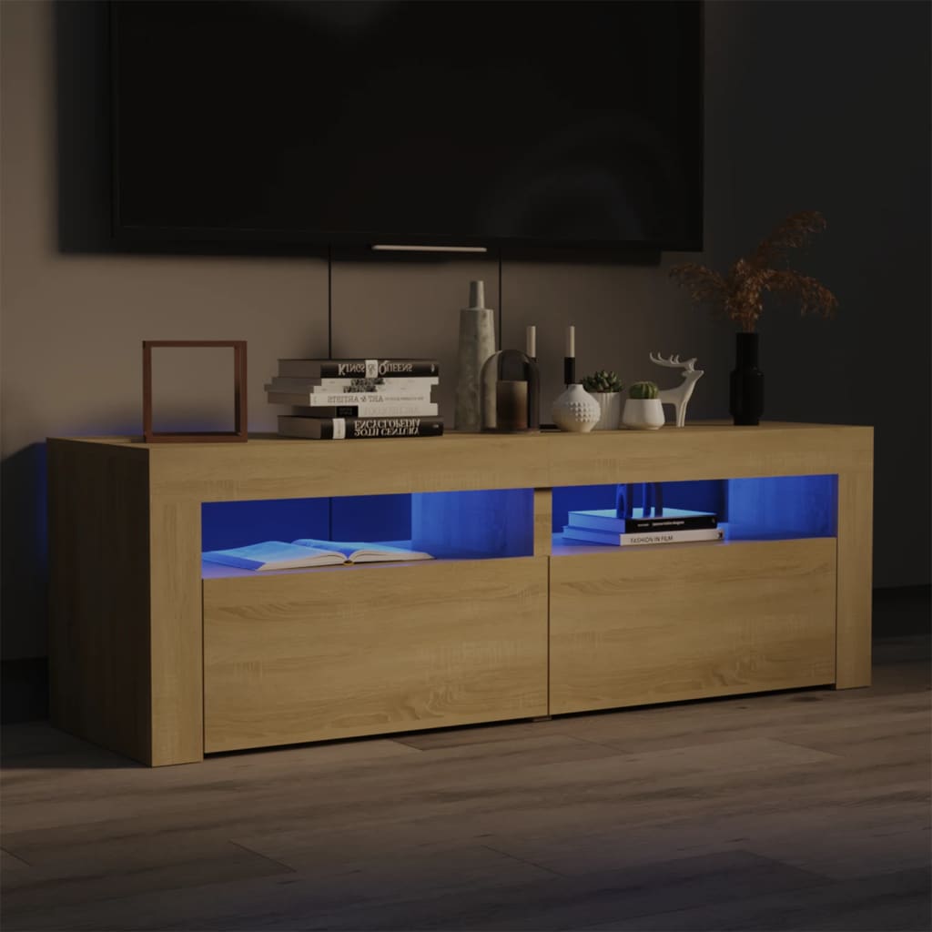 vidaXL TV skrinka s LED svetlami dub sonoma 120x35x40 cm