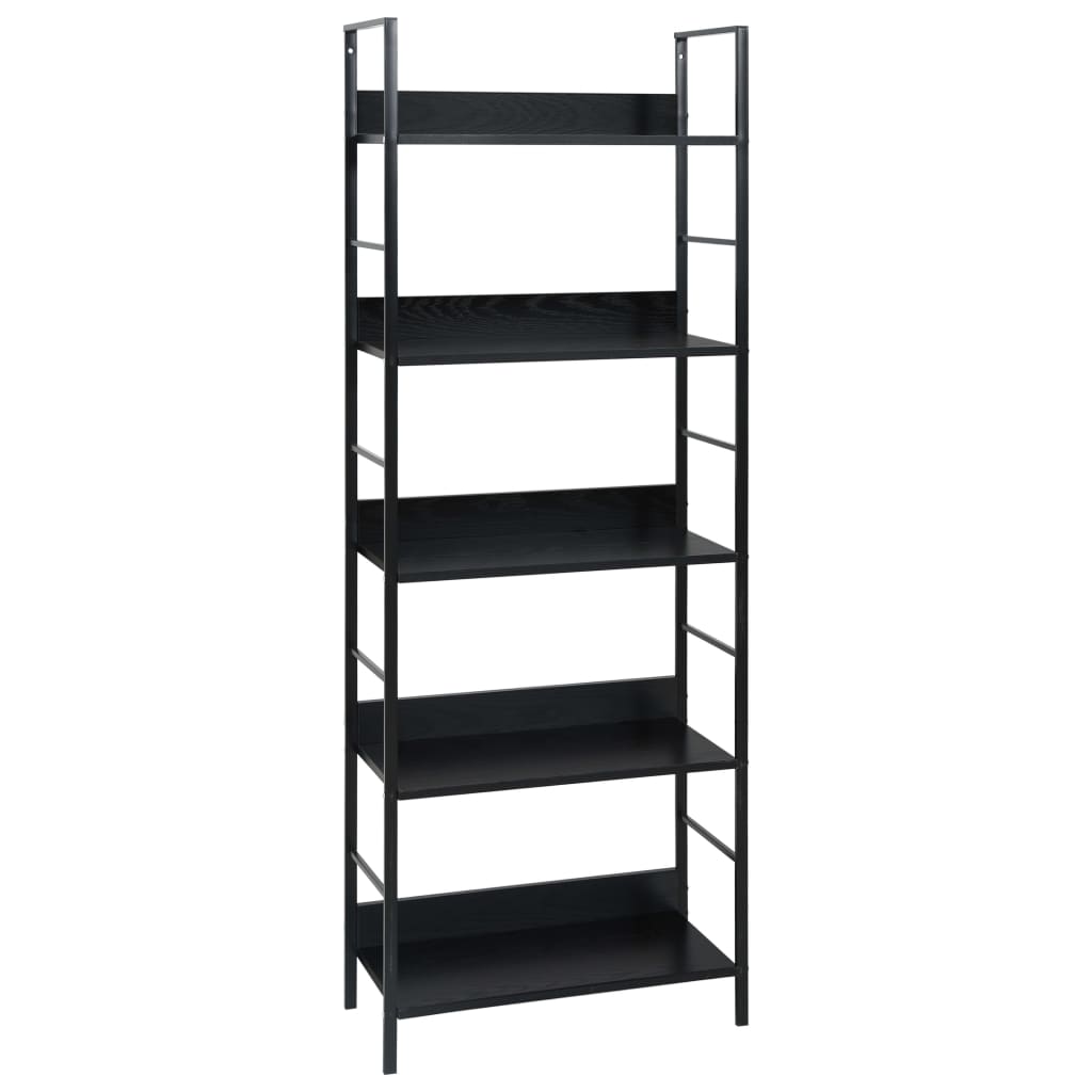 vidaXL Knižnica s 5 policami čierna 60x27,6x158,5 cm drevotrieska