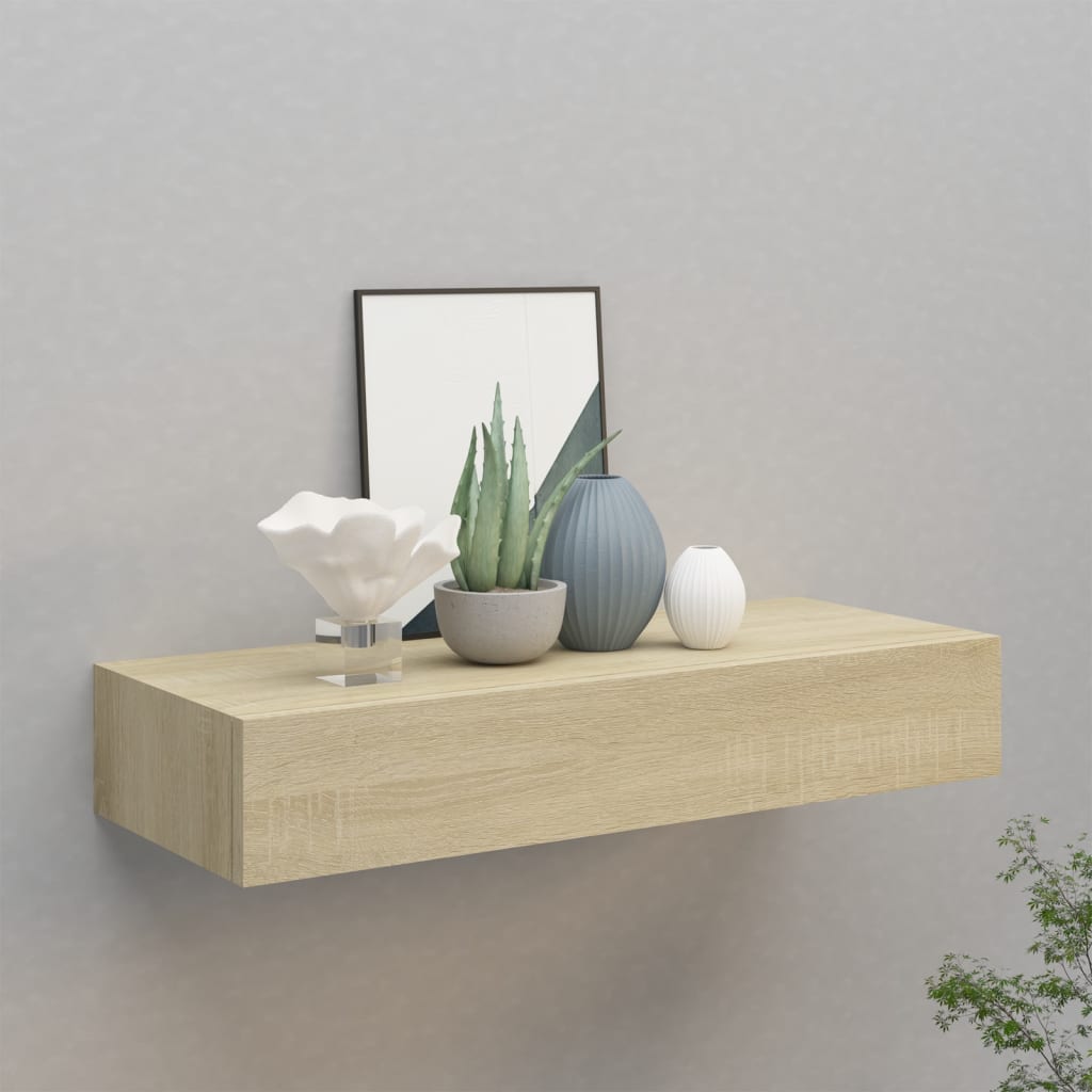 vidaXL Nástenná zásuvková polica dubová 60x23,5x10 cm MDF