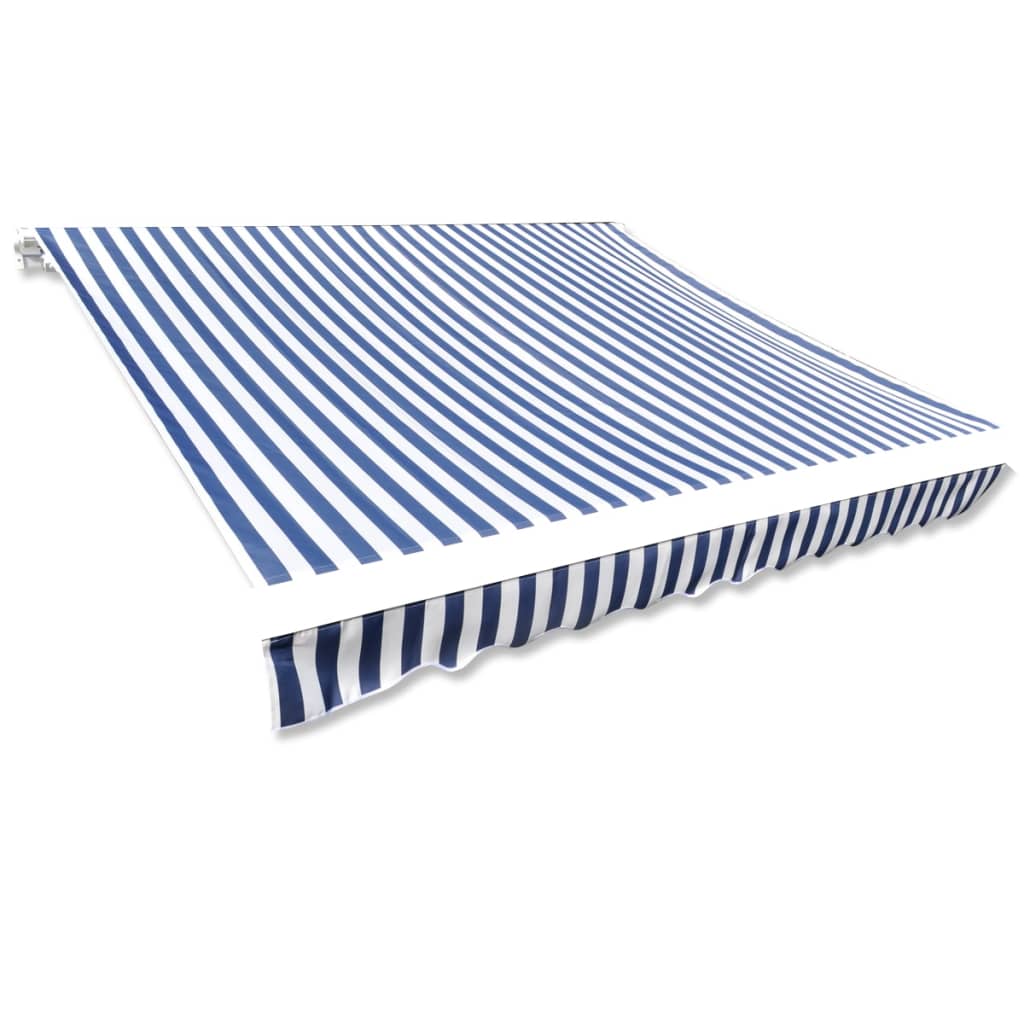 vidaXL Tieniaca plachta na markízu, plátená, modro biela 450x300 cm