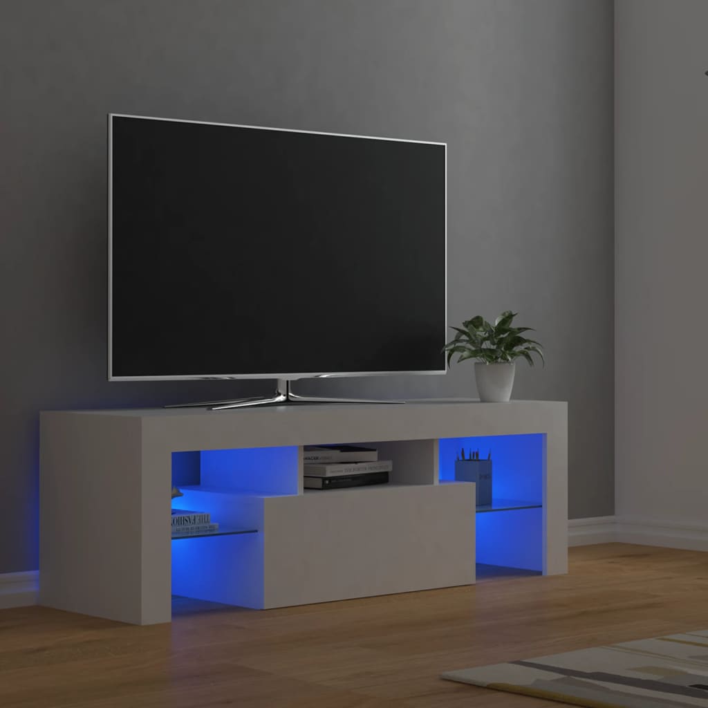 vidaXL TV skrinka s LED svetlami biela 120x35x40 cm